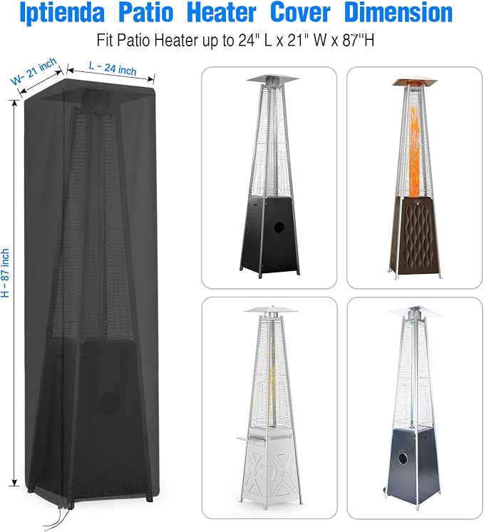 Patio Heater Cover, Patio Heater Covers Waterproof with Zipper, Square Outdoor Heater Cover 87"H x 21"W x 24"L