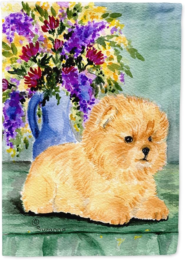 Caroline's Treasures SS8302GF Pomeranian Garden Flag Mailbox Flag Decorative Yard Flag Banner Outside Patio Artwork Yard Flower Beds, Garden Size, Multicolor