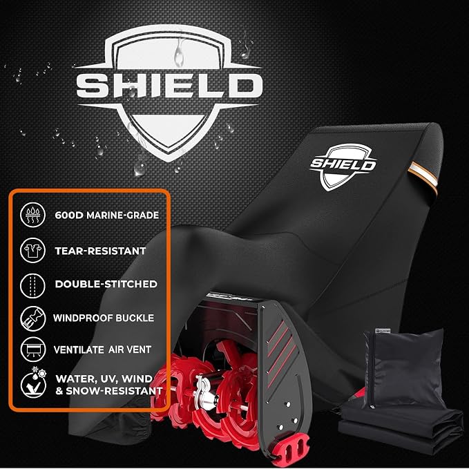 IC ICLOVER Snow Blower Cover, Universal fit Two Stage Snow Thrower Cover, Heavy Duty 600D Polyester Fabric Waterproof, Sun UV Dust Snow Proof, with Drawstring & Windproof Buckles, Outdoor Protection