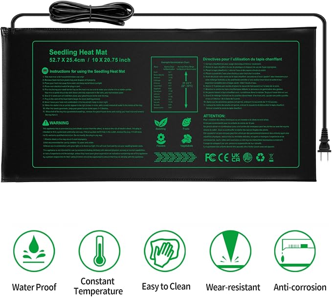 Seedling Heat mat | 2 Pack | Durable Waterproof | Heat Mats for Seed Starting,Seed Germination Heating Mat 10 x 20.75 Inch