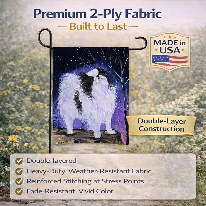 Caroline's Treasures SS8070GF Japanese Chin Garden Flag Mailbox Flag Decorative Yard Flag Banner Outside Patio Artwork Yard Flower Beds, Garden Size, Multicolor