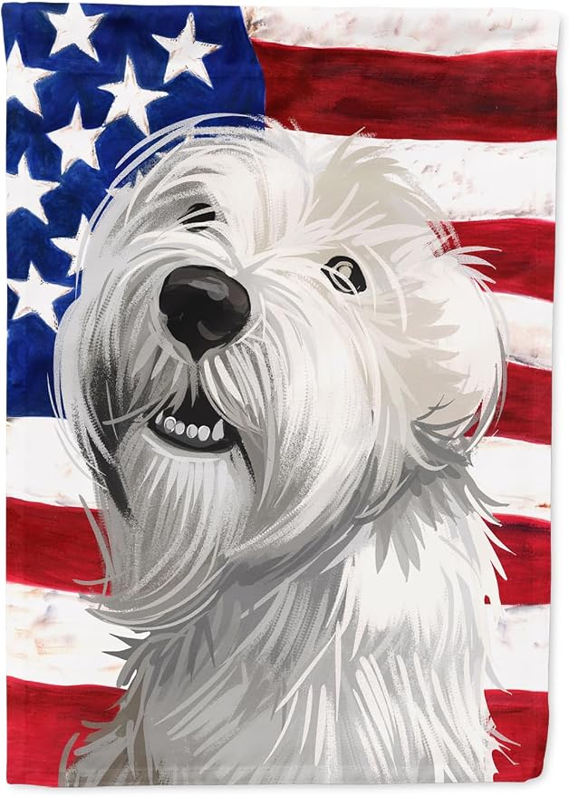 Caroline's Treasures CK6697GF Sealyham Terrier American Flag Garden Flag Mailbox Flag Decorative Yard Flag Banner Outside Patio Artwork Yard Flower Beds, Garden Size, Multicolor