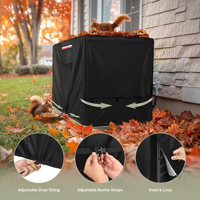 KylinLucky Air Conditioner Cover for Outside, 36 x 36 x 39 inches black | Heavy duty oxford, UV resistant, fits outside AC units, windproof straps, all-weather protection