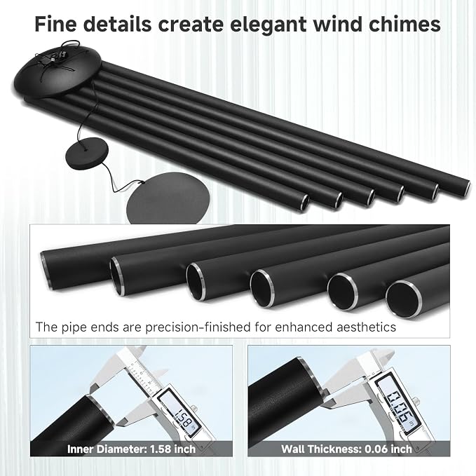 78" Extra Large Wind Chimes for Outside Deep Tone, 6 Thick and Bold Aluminum Tubes Tuned Relaxing Melody Wind Chime, Big Wind Chimes for Garden Patio Decor, Great Gift Idea for Mother's Day (Black)
