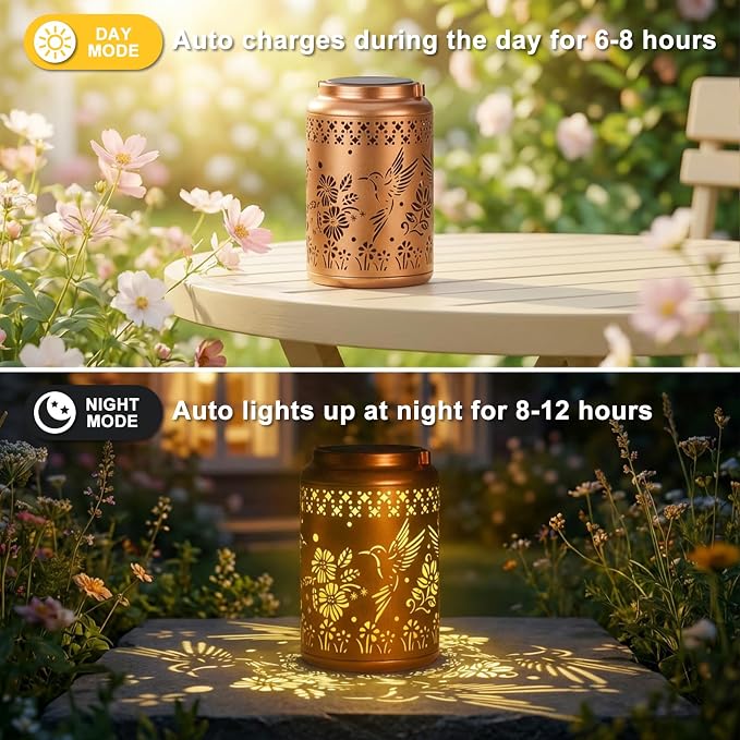 Birthday Gifts for Women Men, Garden Decor Hummingbird Solar Lanterns Outdoor Waterproof, Teacher Appreciation Gifts, Graduation Gifts, Mother Day Gifts for Mom