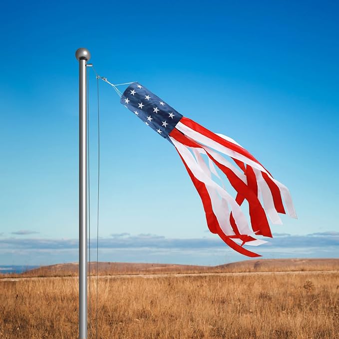 HOOSUN 4th of July Decorations,40 Inch American Flag Windsock,Wind Socks for Outside Heavy Duty,Patriotic Memorial Day Decor,USA Windsock With Embroidered Stars,Red White And Blue Wind sock,2 Pack