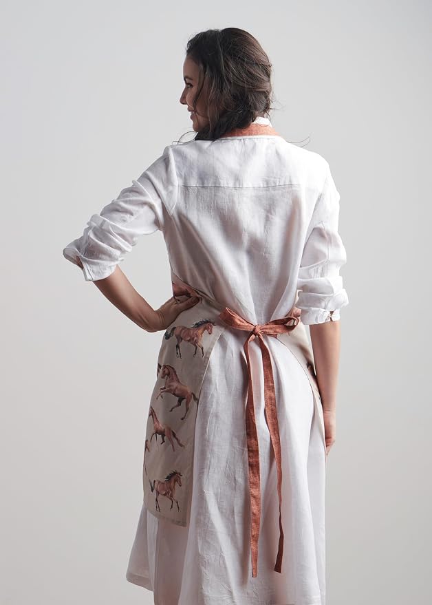 Maison d' Hermine Aprons for women with Pocket 100% Cotton (27.50"x31.50") | Adjustable Neck Strap & long ties Apron Men Chef Wedding Cooking Gardening Server Maid