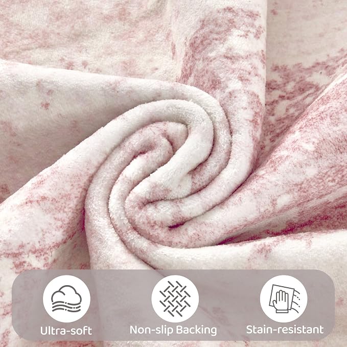 UERMEI 9x12 Area Rug Living Room Rugs - Washable Neutral Modern Abstract Soft Thin Large Rug Indoor Floor No Slip Rug Carpet for Bedroom Under Dining Table Home Office Decor - Pink