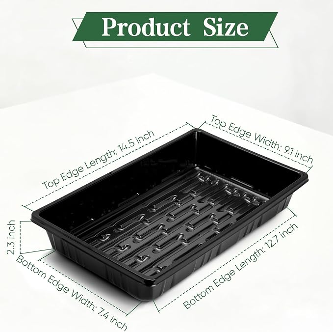 Sckee Upgraded 10 Pack Plant Growing Trays Seed Starting Tray Microgreens Growing Trays Seedling Plant Germination Starter Tray Transplant Fodder Flats, No Holes, No Leakage, Reusable (1015)