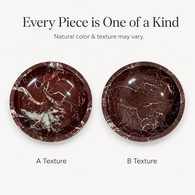 7.87 inches Large Decorative Marble Bowl, Stone Round Key Bowl for Entryway Table, Coffee Table Centerpiece and Living Room Decor