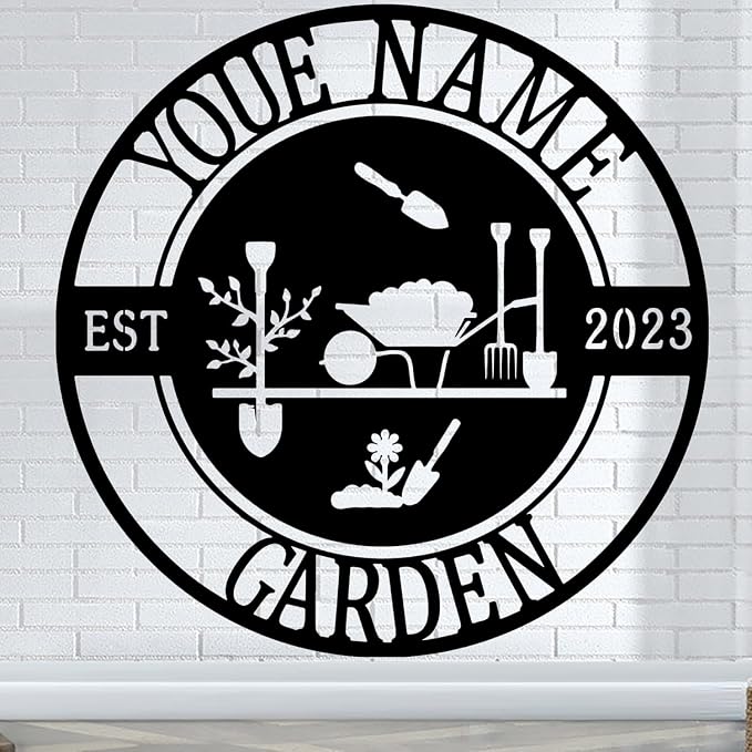 CFC012 Garden metal art logo, personalized metal logo, large shed garden logo, customized mural art, for garden outdoor decoration, personalized outdoor plaque