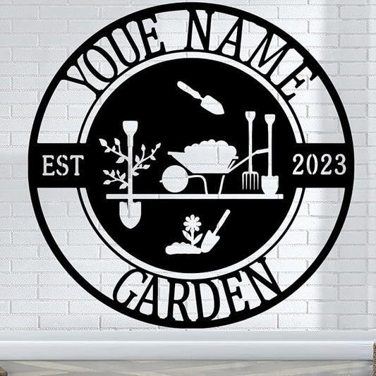CFC012 Garden metal art logo, personalized metal logo, large shed garden logo, customized mural art, for garden outdoor decoration, personalized outdoor plaque