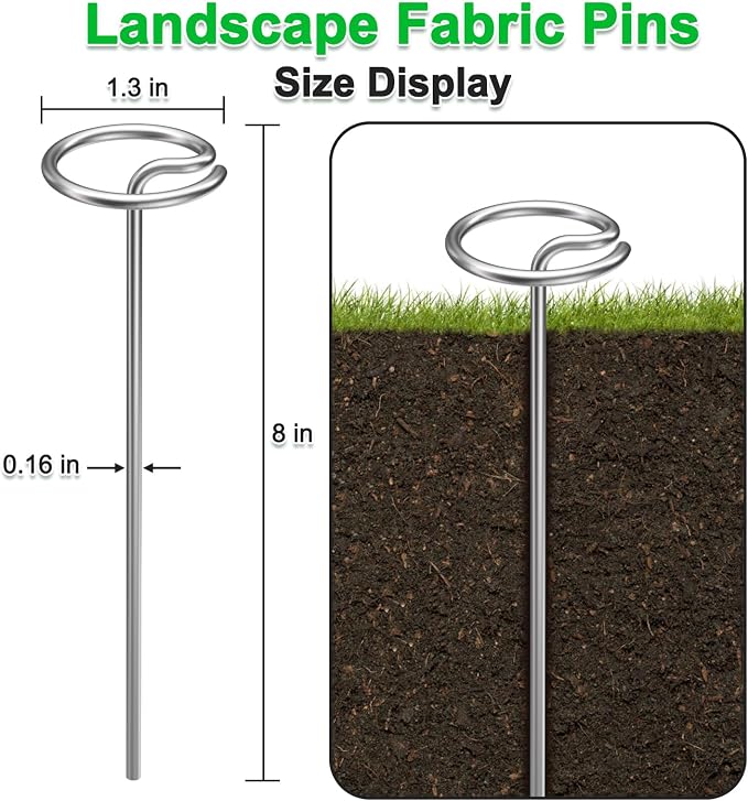 Heavy-Duty Landscape Staples – 50 Pcs 8-Inch G-Shaped Thickened Galvanized Garden Fabric Staples,Rust-Resistant Ground Cover Pins for Weed Barrier, Erosion Control & Landscaping Projects