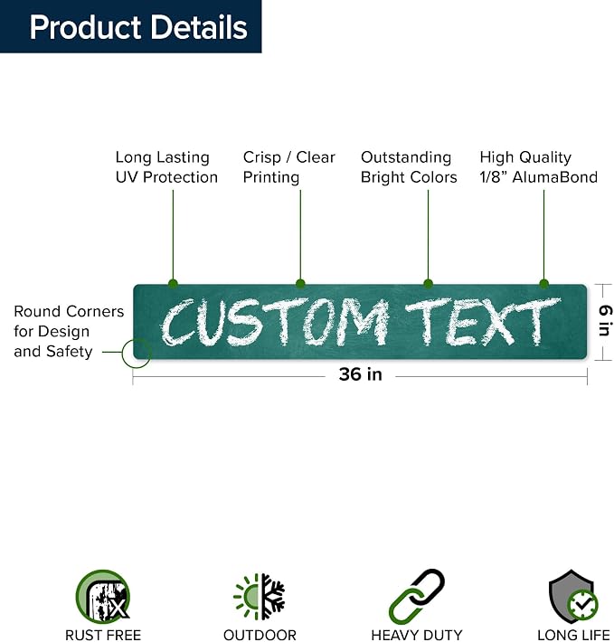 Custom Sign, Custom Street Sign, 11 Font Colors, 13 Font Styles, 4 Hole Options, 22 Sizes, 6x36 Inches, Rust Free DiBound, Fade Resistant, Made in USA by My Sign Center (Chalkboard Black)