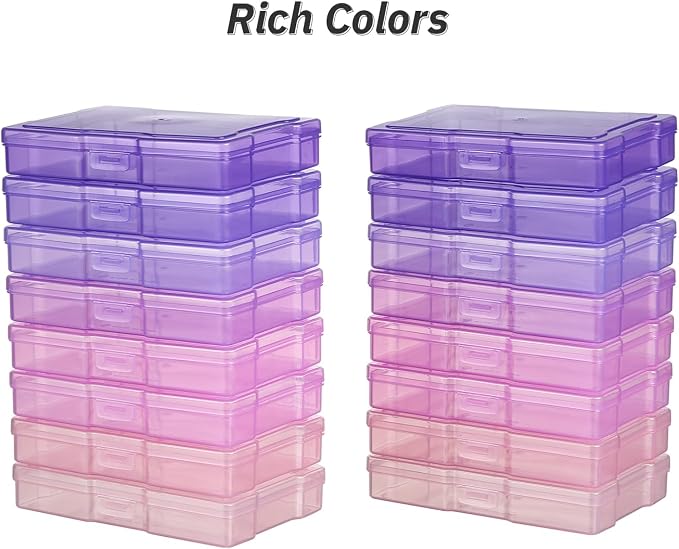 4"x6" Photo Storage Box with Handle Photo Case Craft Keeper Picture Storage Containers 16 Inner Photo Organizer Large Gradient Pink-Purple Series