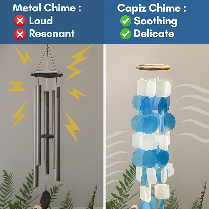 Solange & Frances Beach Decor Shell Wind Chimes for Outside. Ocean Decor Wind Chimes Outdoor Decorations for Yard. Beachy Gifts for Mom Birthday, Gift for Women, and Gift for Men (Ocean Breeze)