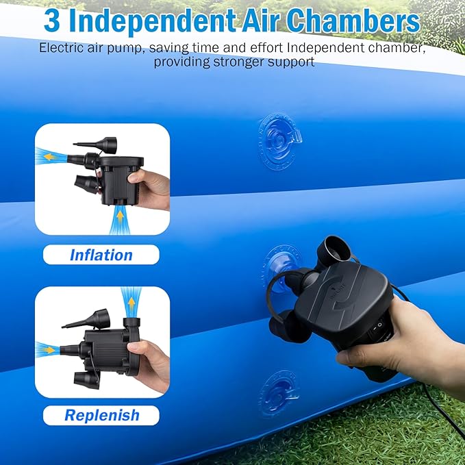 Extra Large Inflatable Swimming Pool for Adults - 180'' x 76'' x 22'' Extra Large Blow-Up Pool Oversized Thickened Family with Pump, 15FT Extra Long Inflatable Pools for Backyard, Easy Set Big Pool