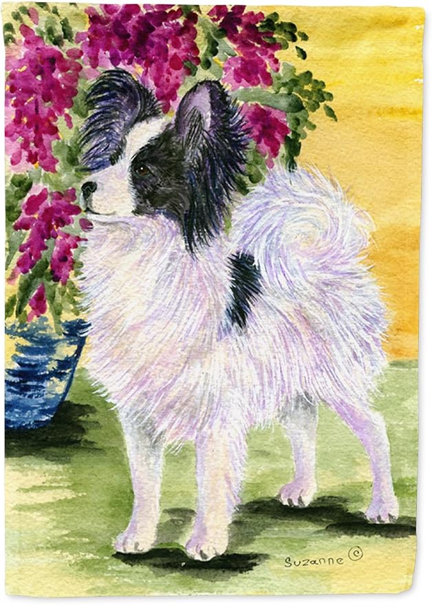 Caroline's Treasures SS8477GF Papillon Garden Flag Mailbox Flag Decorative Yard Flag Banner Outside Patio Artwork Yard Flower Beds, Garden Size, Multicolor
