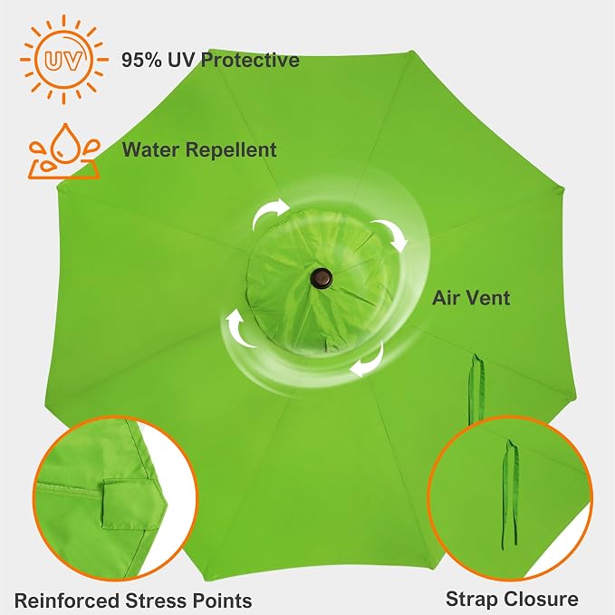 Blissun 9ft Patio Umbrella Replacement Canopy, Market Umbrella Top, Outdoor Table Umbrella Canopy for 8 Ribs, Canopy Only