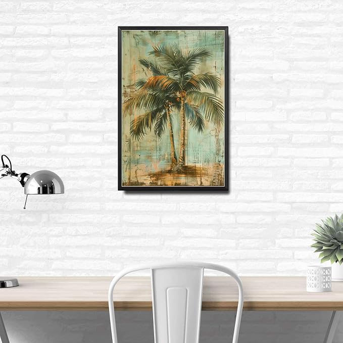 Metal Sign Tin Sign Vintage Wall Art Rustic Elegance Areca Palm Tin Sign for Vintage and Rustic Interiors Shabby Chic Decor and Corros Minimalist Wall Art for Club 6×8 Inches with Metal Frame