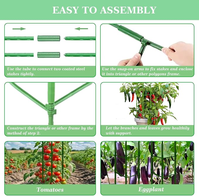 Moirsunt 66Inch Tall Tomato Cage for Garden, 4Pack Plant Support Heavy-Duty Garden Stakes, Tomato Trellis for Potted Plants, Height Adjustable Tomato Cage Trellis for Climbing Plants Flowers