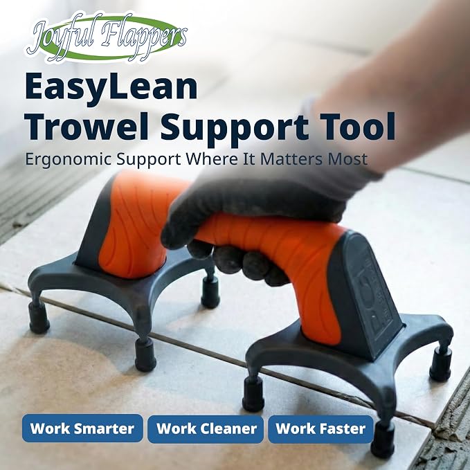 EasyLean Trowel Support Tool, Proudly Made-in-the-USA, Handy Hand Tool for Flooring, Drywall, Cement, and Adhesive Application, Support Tool for Floor Installers with Anti-Slip Spare Feet.