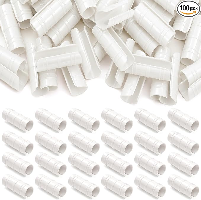 100 Pcs 1 Inch Greenhouse Clips, 25mm White Plastic Clamp Garden Buildings Frame Snap PVC Pipe Tube Clips for Greenhouse Films Sunshade Nets Row Covers Shelters Fixing, Farming, Gardening