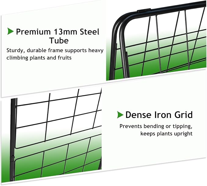 Heavy Duty Adjustable A-Frame Garden Trellis for Climbing Plants 50"x17", Reinforced Metal Plant Support for Raised Beds, Ideal for Tomatoes, Cucumbers & Outdoor Vines Black, 1 Pc