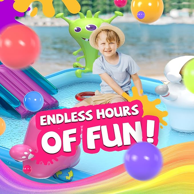 DIMAR GARDEN Inflatable Kids Swimming Pool Water Slide, Blow Up Spray Pool Play Center