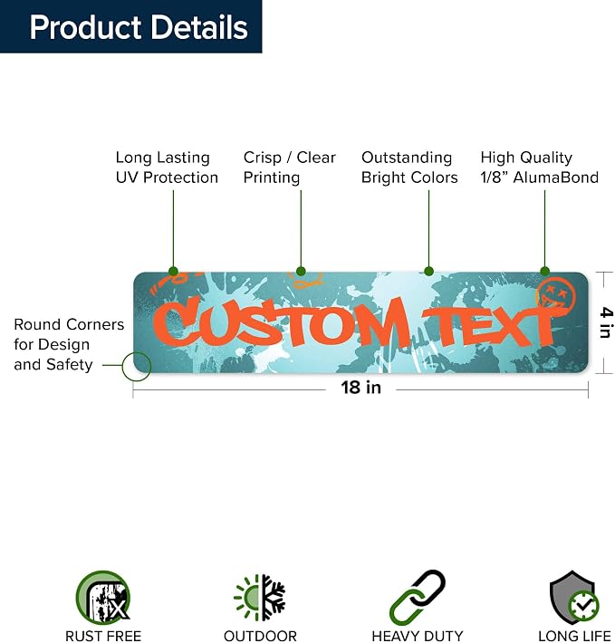 Custom Sign, Custom Street Sign, 11 Font Colors, 13 Font Styles, 4 Hole Options, 22 Sizes, 4x18 Inches, Rust Free DiBound, Fade Resistant, Made in USA by My Sign Center (Graffiti)