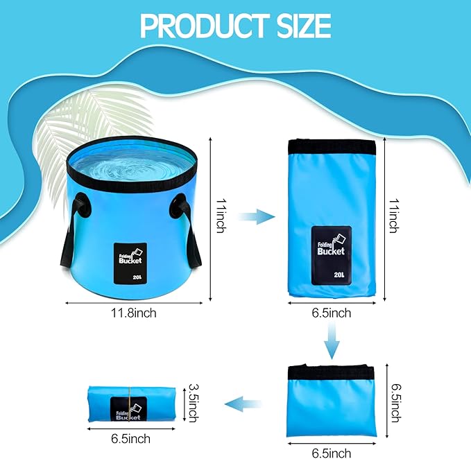 Tessco for you 6 Pcs Collapsible Bucket with Handle 5 Gallon Folding Water Container Lightweight Foldable Bucket Portable for Beach Outdoor Camping Hiking Traveling Kitchen, 5 Colors