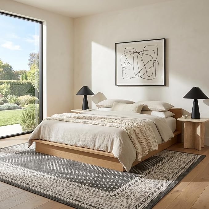 Unique Loom Williamsburg Collection Traditional Border with Dotted Center Area Rug, Rectangular 8' 0" x 10' 0", Gray/Beige