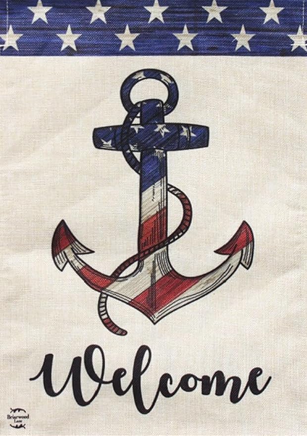 Briarwood Lane Amercian Anchor Burlap House Flag