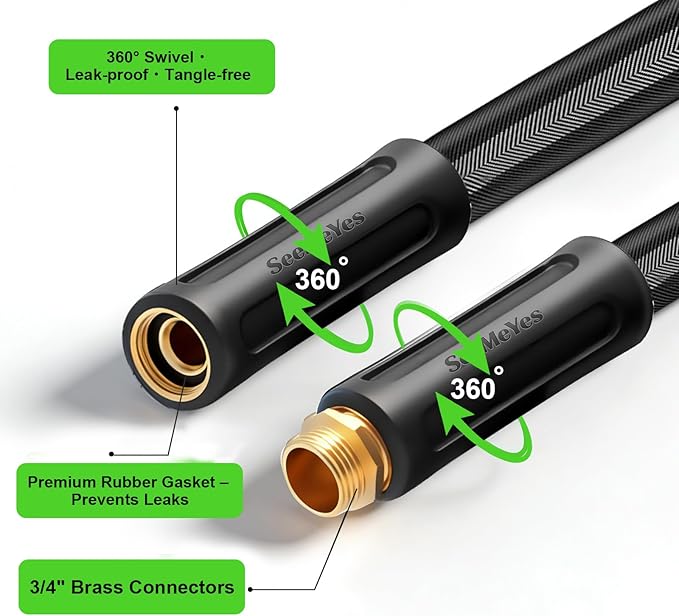 50FT Garden Hose, 2026 New Upgraded Fabric Thickened Non-Expanding Water Hose, Ultra Lightweight & Flexible, Burst-Resistant, Kink-Free Hose 700 PSI for Outside, RV, Yard, 3/4GHT, Black-Gray