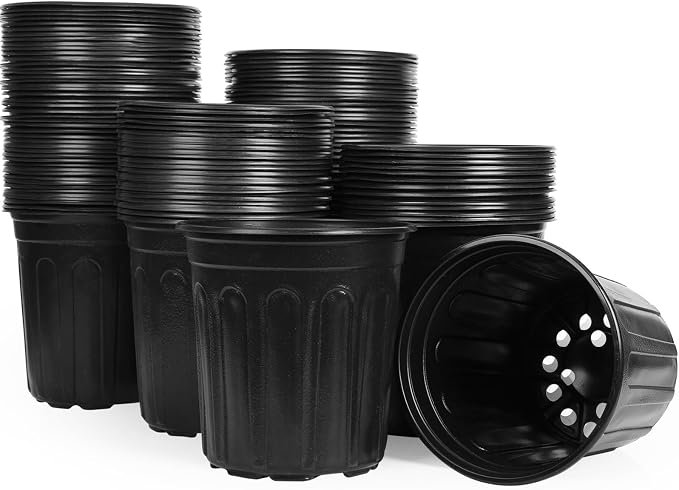 JERIA 100-Pack 1 Gallon Flexible Plant Nursery Pots,Thickened Soft Plastic Seedling Pots,Seed Starting Pot Flower Plant Container for Succulents，Seedlings