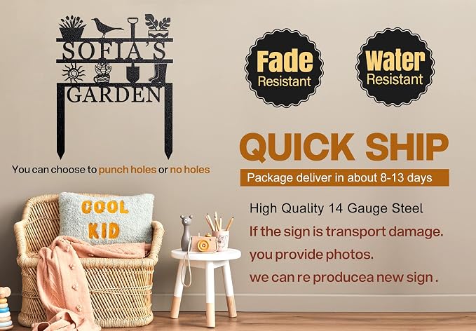 Customized Metal Garden Sign - Personalized Outdoor Address Plaque & Lawn Decoration Stake with Flower Design, Durable Weather-Resistant Garden Décor for Home, Yard, or Gift