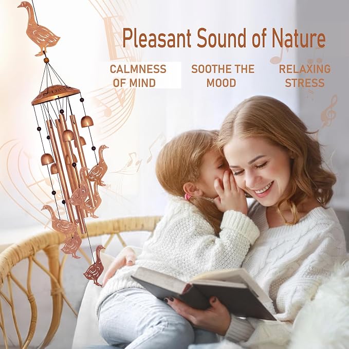 GDNSFIT Goose Wind Chimes for Outside, Metal Windchimes Outdoors, Goose Gifts for Women/Men, Memorial/Birthday Gifts, Garden Decor for Outside, Patio or Yard, Durable Chimes for Outdoors