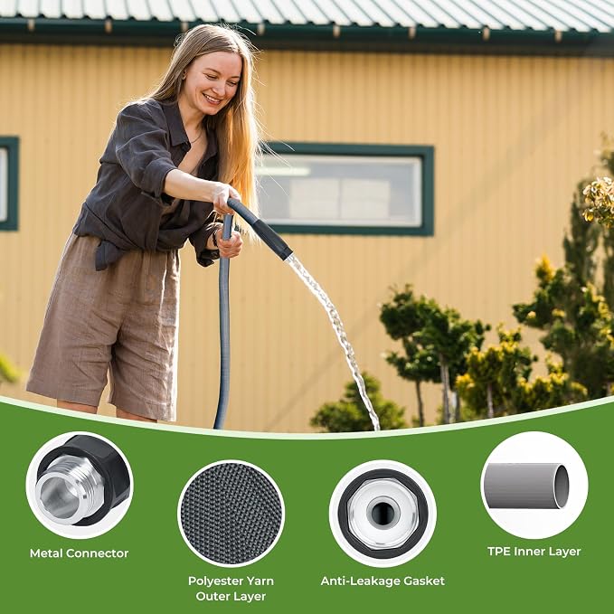 LINEX Lightweight Garden Hose 25 ft Ultra Flexible, Kink-Free for Outdoor Water Hose Non-Expanding, Burst-Resistant, Heavy Duty RV Hose 5/8 inch