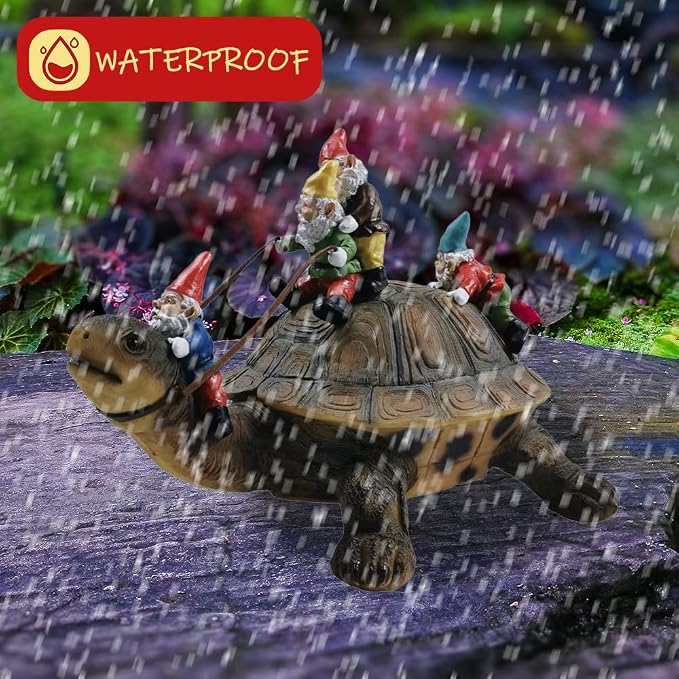 Sunthus Garden Gnomes Decorations for Yard Statues Turtle Outdoor Decor | Funny Resin Art Figurine For Gnome Lovers