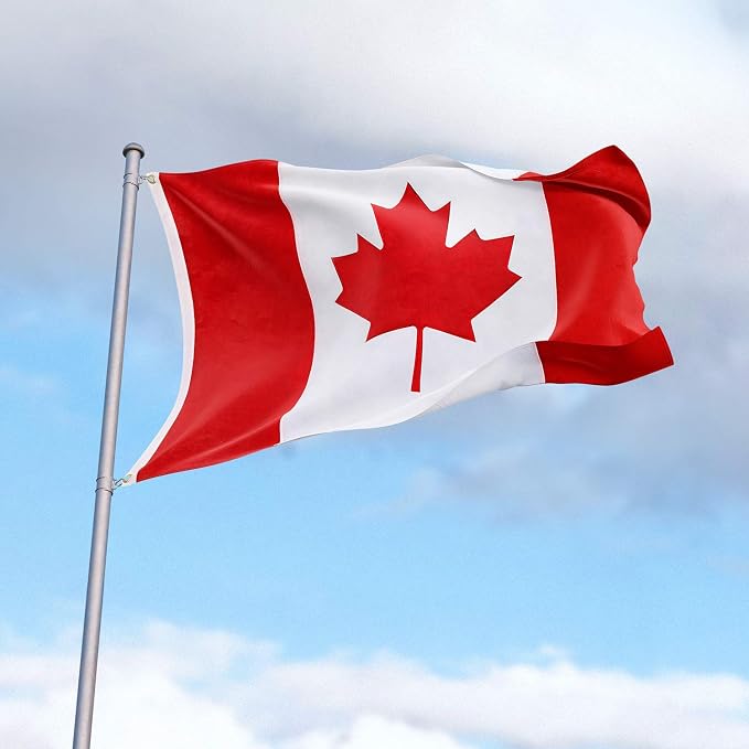 Canada Flag 3x5 FT, Canadian Flags Durable Embroidered Maple Leaf with Vivid Color, Triple Stitching, Canvas Header and Brass Grommets for All-Weather Outdoor Display
