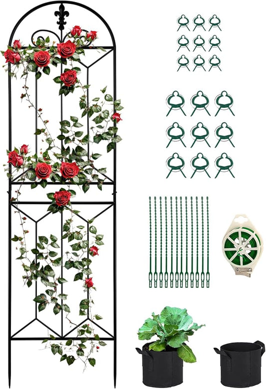Metal Trellis Outdoor 70.8" x 19.5", Trellis for Climbing Plants Outdoor, Rustproof Metal Garden Trellis for Vine Cucumbers, Vegetables, Flower Support
