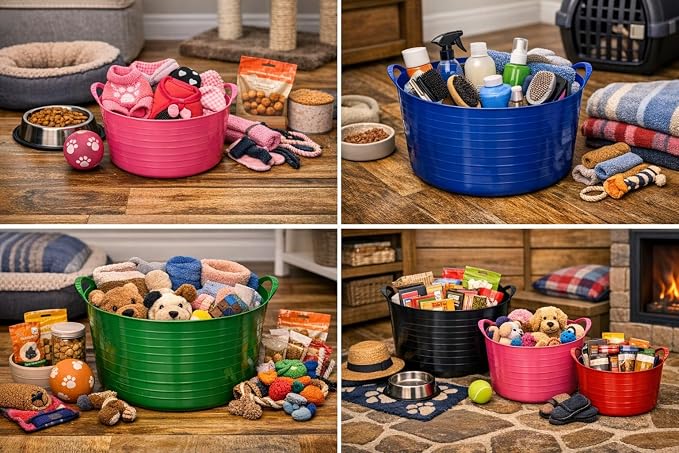 Red Gorilla Small Flexible Plastic Tub, Toy Storage, Laundry, Gardening & More, 14 Liter/3.7 Gallons, Black