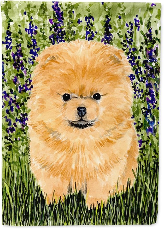 Caroline's Treasures SS8746GF Pomeranian Garden Flag Mailbox Flag Decorative Yard Flag Banner Outside Patio Artwork Yard Flower Beds, Garden Size, Multicolor