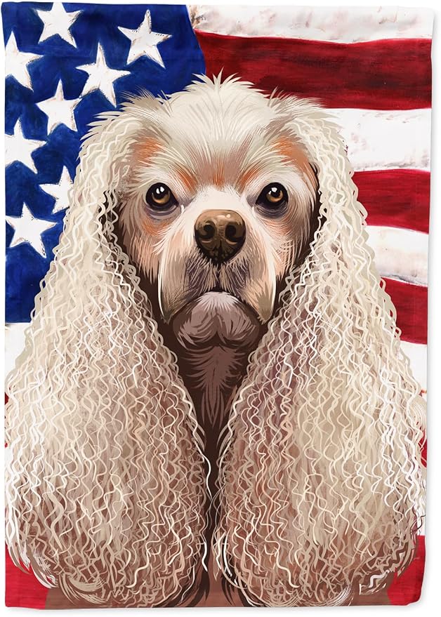 Caroline's Treasures CK6396GF American Cocker Spaniel American Flag Garden Flag Mailbox Flag Decorative Yard Flag Banner Outside Patio Artwork Yard Flower Beds, Garden Size, Multicolor