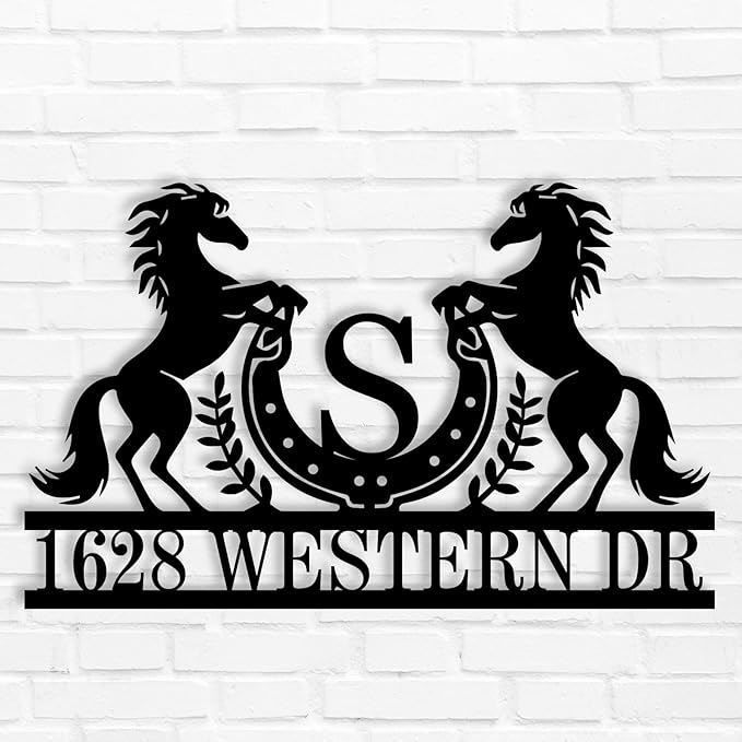 Personalized Horse Metal Address Sign, House Numbers for Outside, Home Address Numbers, Custom Metal House Numbers Sign for Outside, Address Plates for Outside