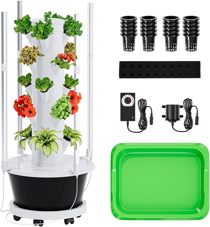 SPECILITE Hydroponics Growing System Kit with Grow Light, 5 Tiers 20 Pods | with Wheels, Pump & Timer, 30L Large-Capacity Water Tank, Automatic Watering System, Beginner-Friendly, Hydroponic Tower