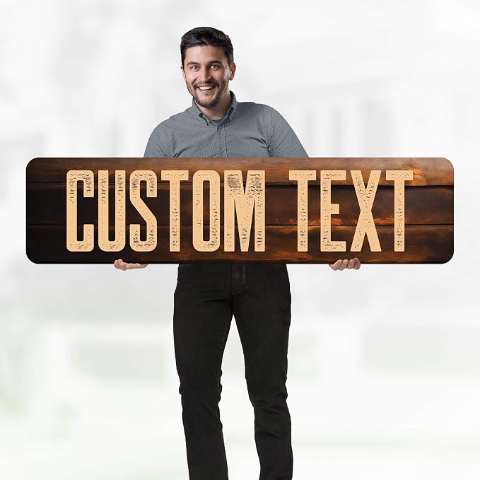 Custom Sign, Custom Street Sign, 11 Font Colors, 13 Font Styles, 4 Hole Options, 22 Sizes, 12x48 Inches, Rust Free DiBound, Fade Resistant, Made in USA by My Sign Center (Vintage Wood)