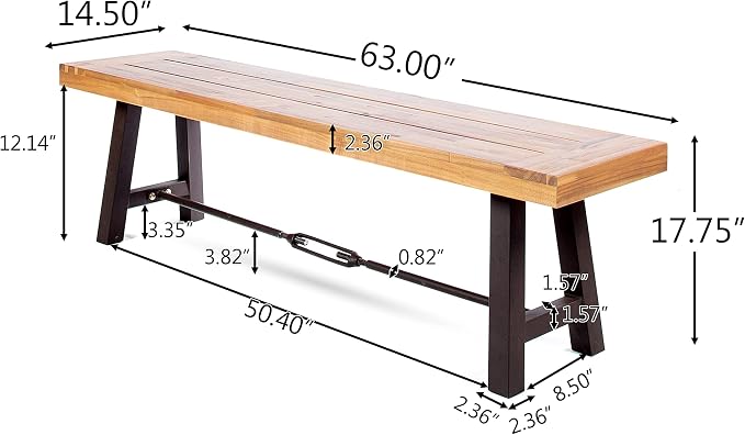 Christopher Knight Home Catriona Outdoor Dining Benches - Acacia Wood - Teak/Rustic Metal (Set of 2)