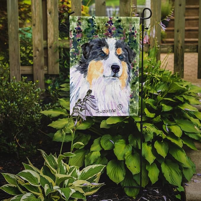 Caroline's Treasures SS8821GF Australian Shepherd Garden Flag Mailbox Flag Decorative Yard Flag Banner Outside Patio Artwork Yard Flower Beds, Garden Size, Multicolor