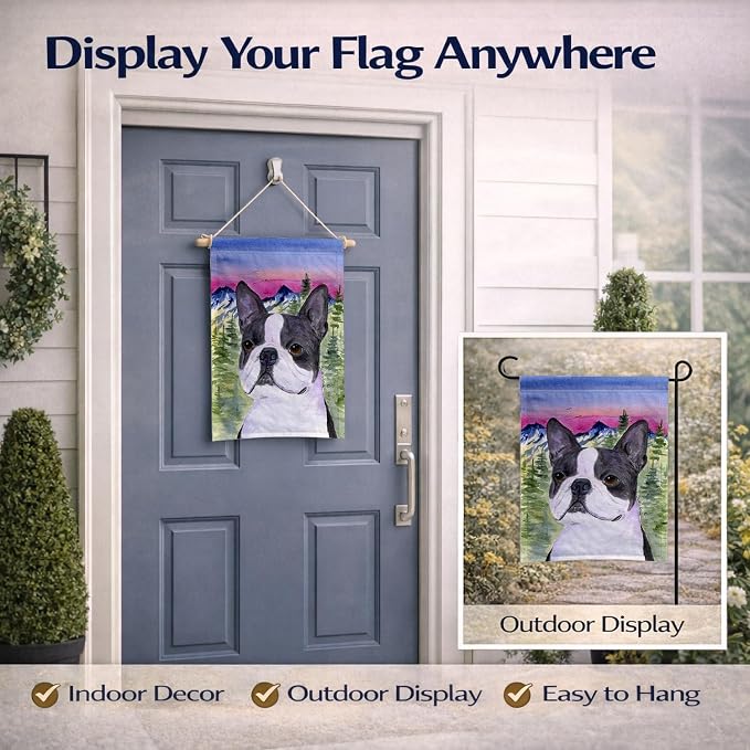 Caroline's Treasures SS8339GF Boston Terrier Garden Flag Mailbox Flag Decorative Yard Flag Banner Outside Patio Artwork Yard Flower Beds, Garden Size, Multicolor